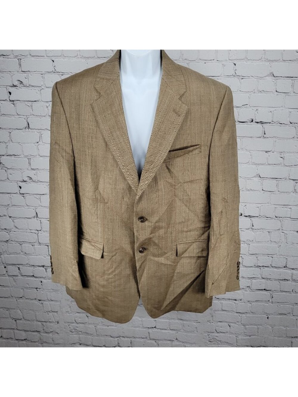 Lauren Ralph Lauren Tan Silk Wool 2 Button Vented Notch Blazer Sport Coat 43R
